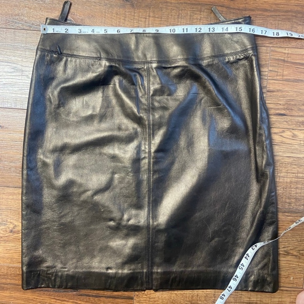 Lord & Taylor Metallic Bronze 100% Leather pencil Skirt 8 sexy Office Luxury - Picture 3 of 6